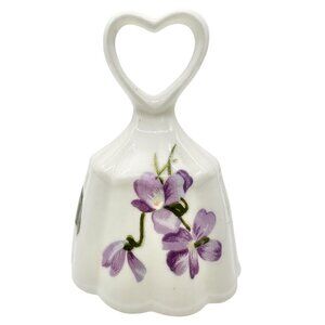 Vintage Fine Bone China Bell Heart Handle Purple Floral Design By Lu Pao Taiwan